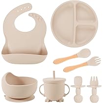 15-Piece Baby Led Weaning Set - Silicone Feeding Tools For Babies 6+ Months (Beige)