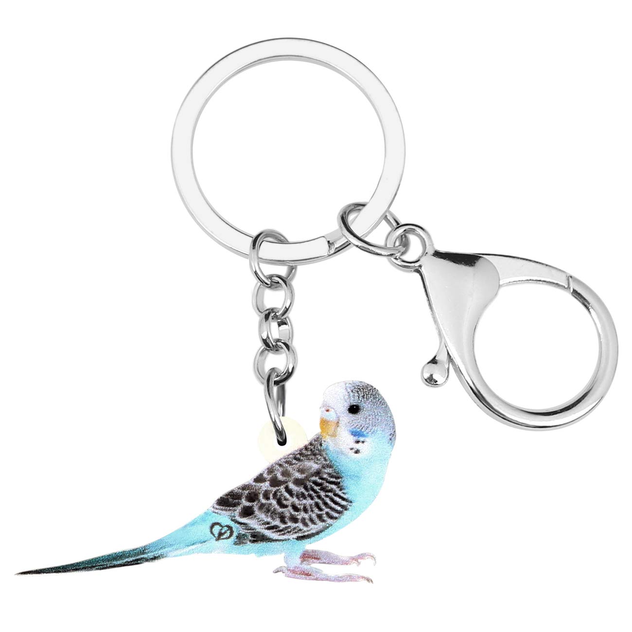 DUOWEI Acrylic Blue Longtailed Parakeet Bird Keychain Cute Animal