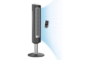 Lasko Wind Tower Oscillating Tower Fan, Remote Control, Timer, 3 Quiet Speeds, for Bedroom, Living Room and Office, 38" Gray, 2519