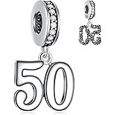GLOWDAS 10 to 25 28 30 31 33 35 36 40 45 50 55 60 65 70 75 80 Birthday Charms, fits European Anniversary Bracelet/Necklace, 925 Sterling Silver Number Pendant Beads, Gifts for Lover/Family/Friends