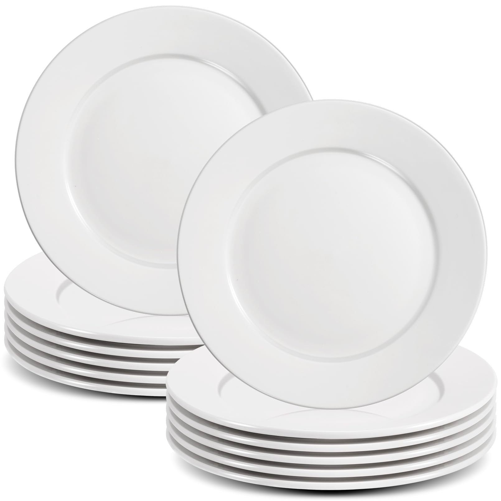 Photo 1 of Bgtecho 12 PCS White Dinner Plates, 8 Inch Round Dinner Plates Set, Ceramic Dessert/Salad Plate, Porcelain Appetizer Plate, Microwave & Dishwasher Safe