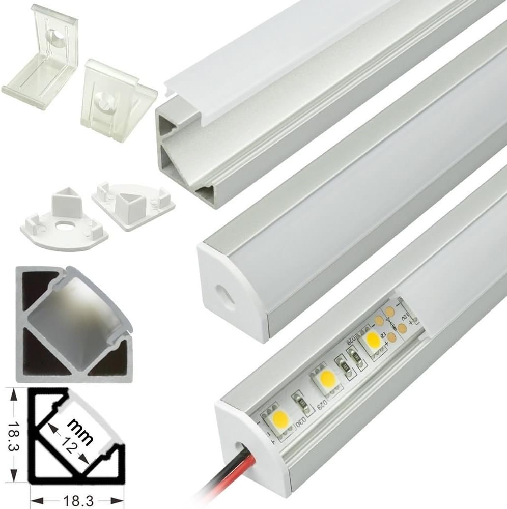 5pack 4ft Corner Mount V Shape Aluminum Profile Channel W Diffuser