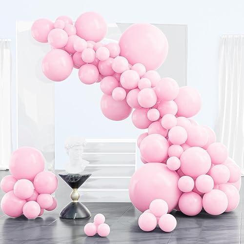 PartyWoo Pastel Balloons, 102 Pieces - Pack of 18", 12, 10, 5 Inch Pink Balloons for Baby Shower Decorations