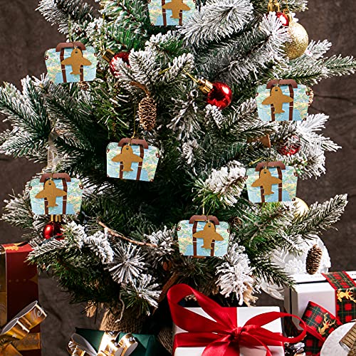 CHolic 50Pcs Party Favor Candy Box, World Map Mini Suitcase Favor Box, Vintage Kraft Paper with Tags and Burlap Twine for Travel Themed Party, Bridal Shower, Wedding Decorations