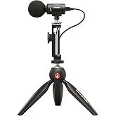 Shure MV88+ USB-C Video Kit Stereo Condenser Microphone | Stereo condenser mic for Apple and Android with Manfrotto PIXI tripod, phone clamp, and iOS and USB-C cables