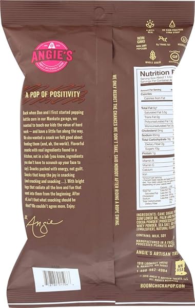 ANGIE’S BOOMCHICKAPOP DARK CHOCOLATY DRIZZLED SEA SALT KETTLE CORN, 5.5 OUNCE BAG