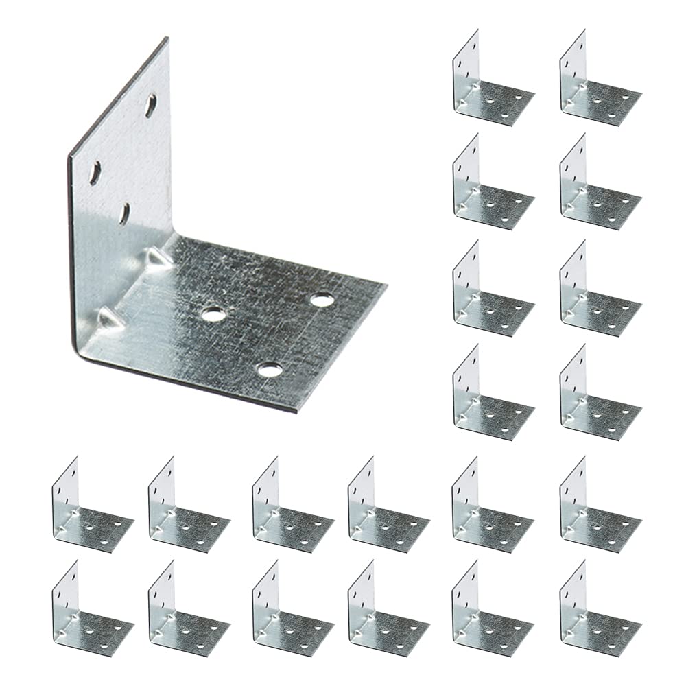 VHG Corner Brackets Wood Connectors - Pack of 15 (50 x 50 x 50 x 1.5) Heavy Duty Reinforced Braces, L Shaped Angle Connector with Beading, Timber Joining Fixing Connector, Galvanised Steel Metal Sheet