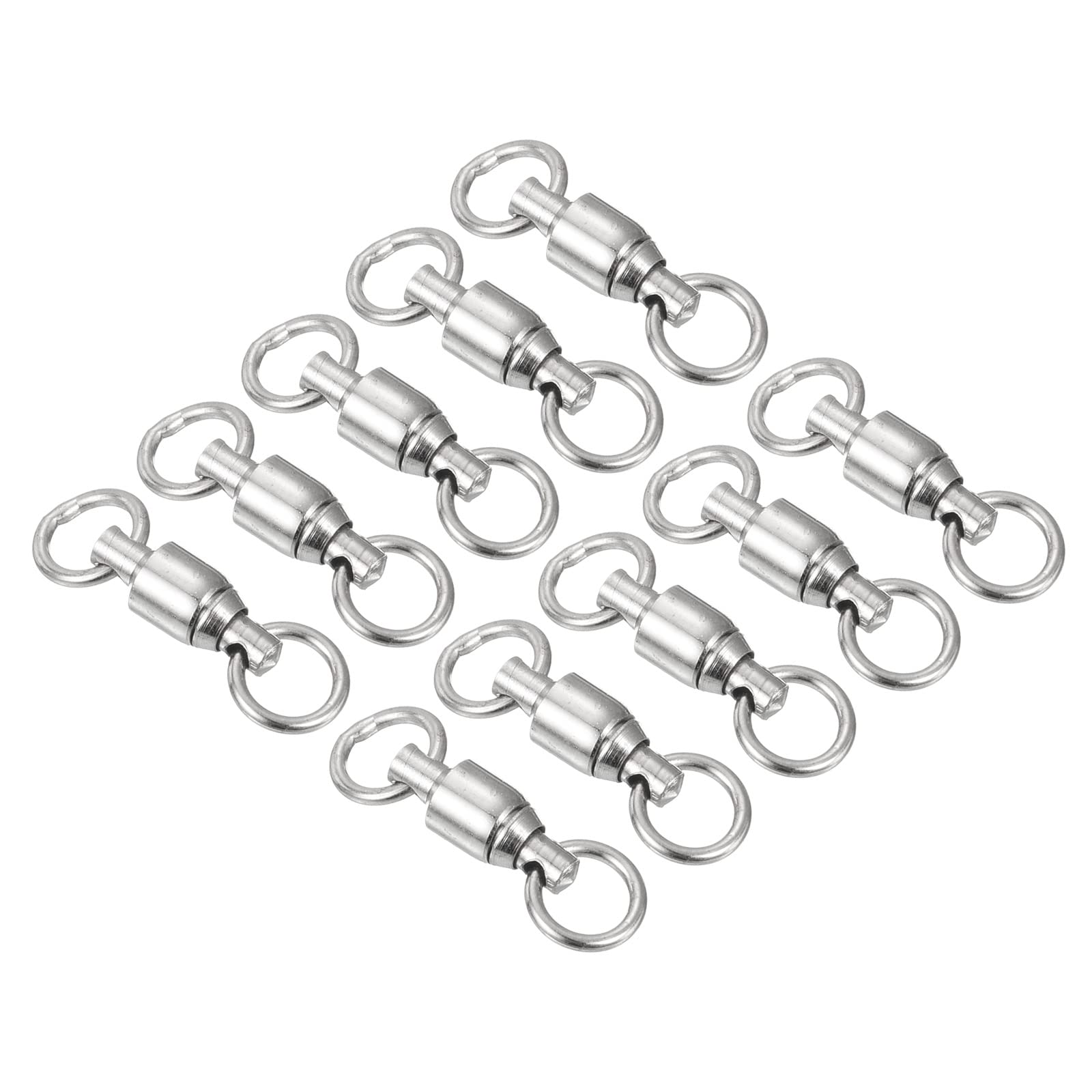 PATIKIL Ball Bearing Swivel, 10 Pack 50lb Carbon Steel Solid Welded Ring Fishing Tackle Connector, Silver