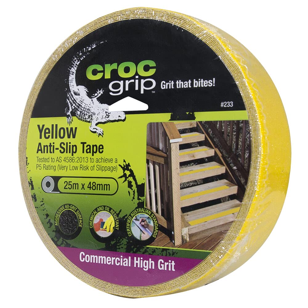 CROC Grip Commercial High Grit Yellow 48mm x 25m Anti-Slip Tape - CROC233