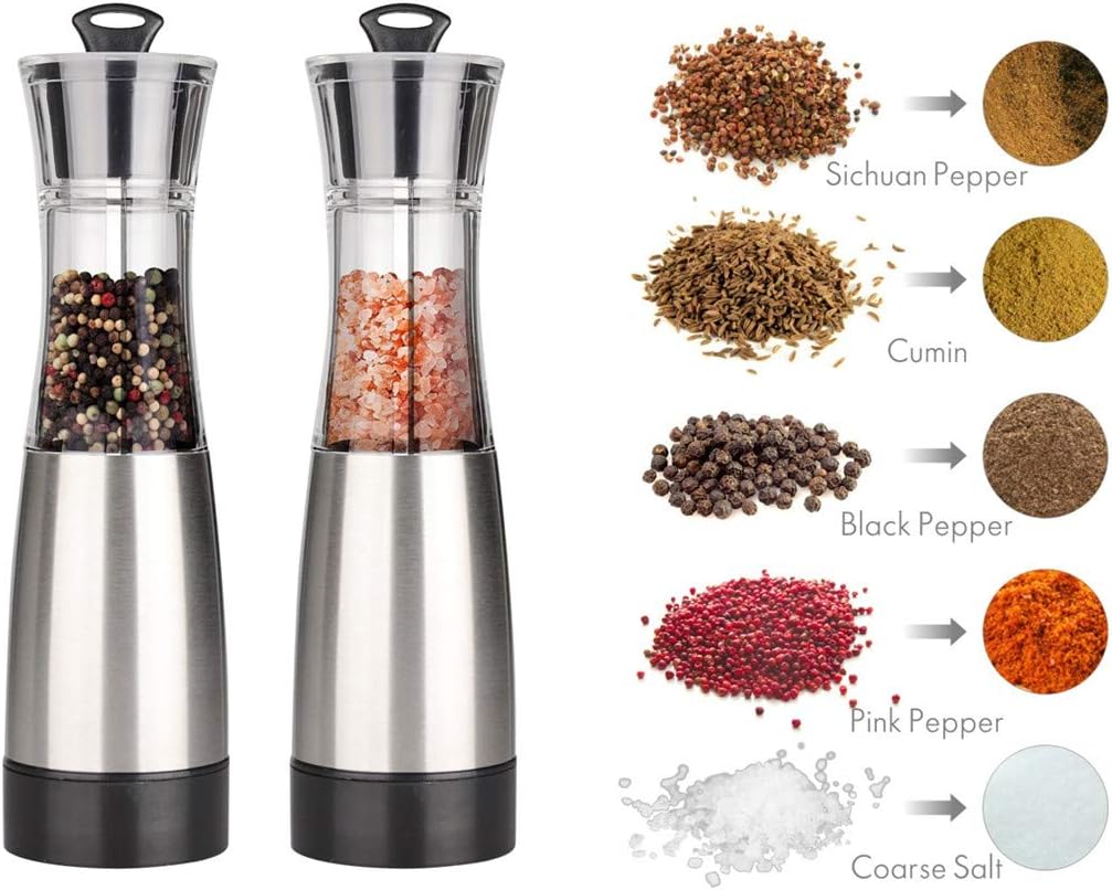 Battery Powered Pepper Mills iNeibo Gravity Induction Pepper Grinder