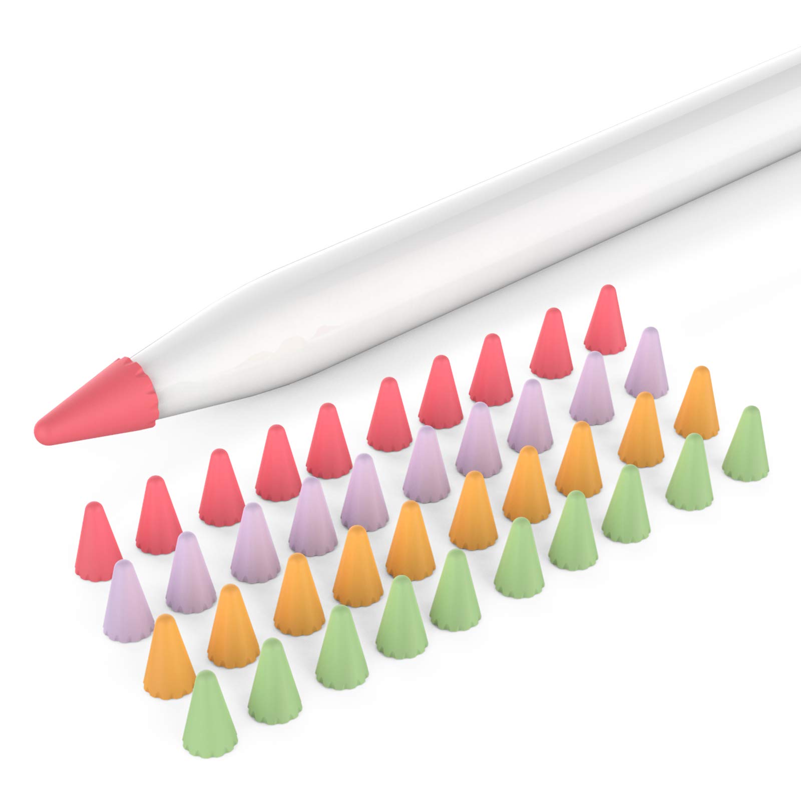 Delidigi 40 Pack Apple Pencil Tips Cover Protector Silicone Nibs Cover Caps Accessories Compatible with Apple Pencil Pro 1st/2nd Gen and iPencil USB C, iPad Pro 11/12.9 inch (Purple+Green+Orange+Red)