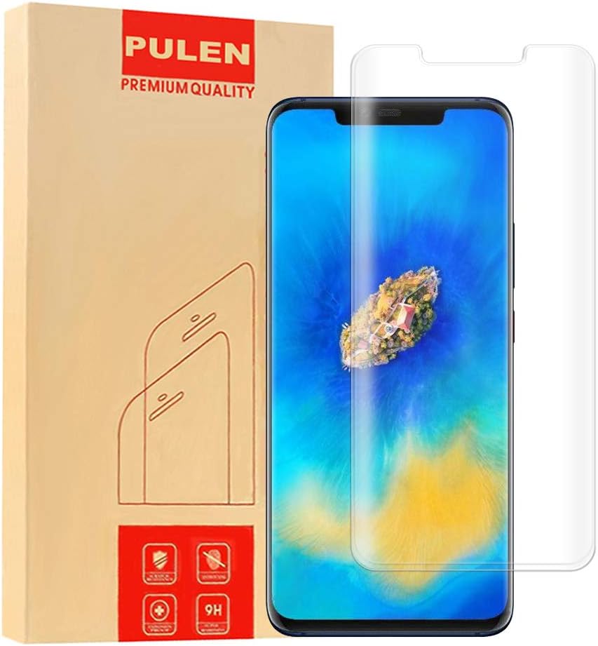 PULEN Huawei Mate 20 Pro Screen Protector, Premium Quality Full Coverage Tempered Glass [3D Curved][9H Hardness][Scratch Resistant][Easy-Install] Anti-Fingerprint HD Clear Film for Huawei Mate 20 Pro