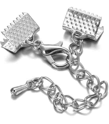 Amazon.com: 20 Sets Ribbon Cord Ends Clamps Flat Leather Crimp