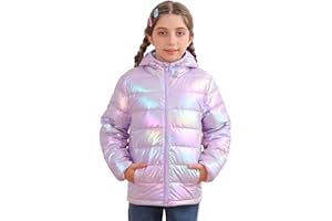 Enlifety 4-12T Girls Winter Coat Packable Lightweight Hooded Puffer Jacket