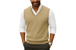 Moda Viva Mens Wool Sweater Vest, Fall V Neck Sweater Vests, Lightweight Sleeveless Knit Vest