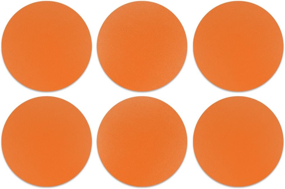 CB-WHTFAB-6-C0402, Solid Neon Fluorescent Orange Design Absorbent Round Fabric Felt Neoprene Coasters for Drinks, 6pcs Set