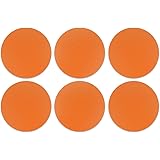 CB-WHTFAB-6-C0402, Solid Neon Fluorescent Orange Design Absorbent Round Fabric Felt Neoprene Coasters for Drinks, 6pcs Set