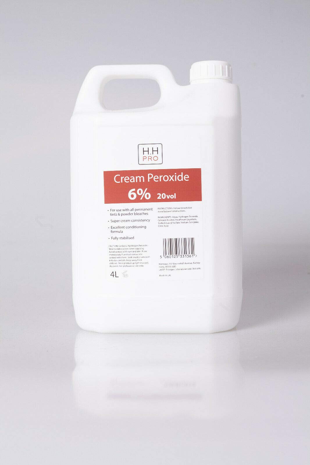 H.H Pro Cream Hair Colour Tint Peroxide Developer 6% 20vol 4000ml