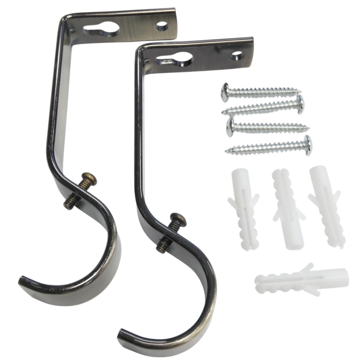 Merriway BH03239 (2 Pcs) Curtain Drapery Rod Rail Pole Wall Support Bracket with Antique Brass Finish for up to 28mm (1.1/8 inch) Diameter - Pack of 2 Pieces