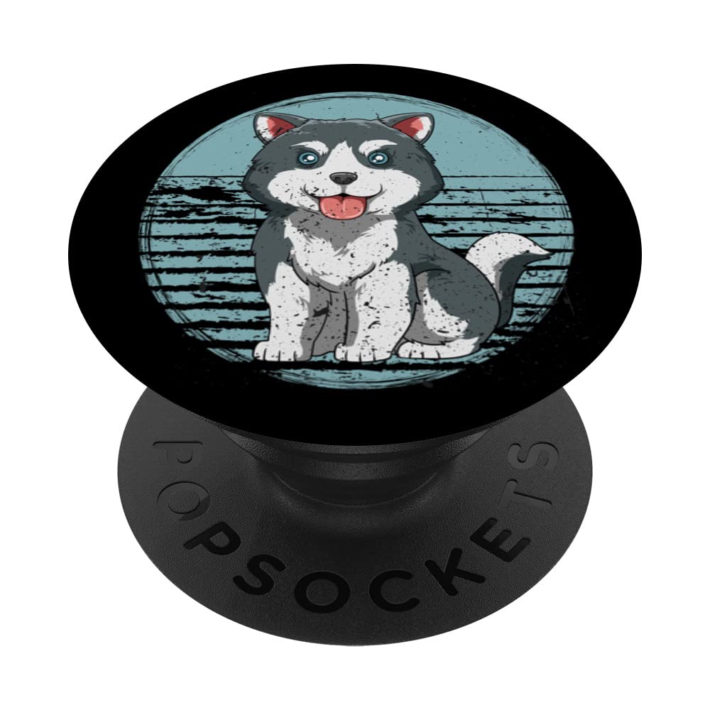 Husky Vintage Sled Dogs Siberian Husky PopSockets Swappable PopGrip