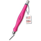 Excel Blades #11 Blade Fit Grip Craft Knife, Rubber Grip, Pink | Ergonomic Handle, Ultra-Sharp Angled Carbon Steel Blade, Pre