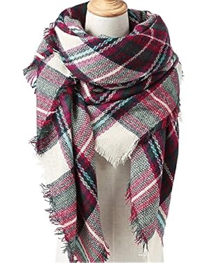 Women's Winter Soft Plaid Tartan Checked Scarf Large Blanket Wrap Shawl