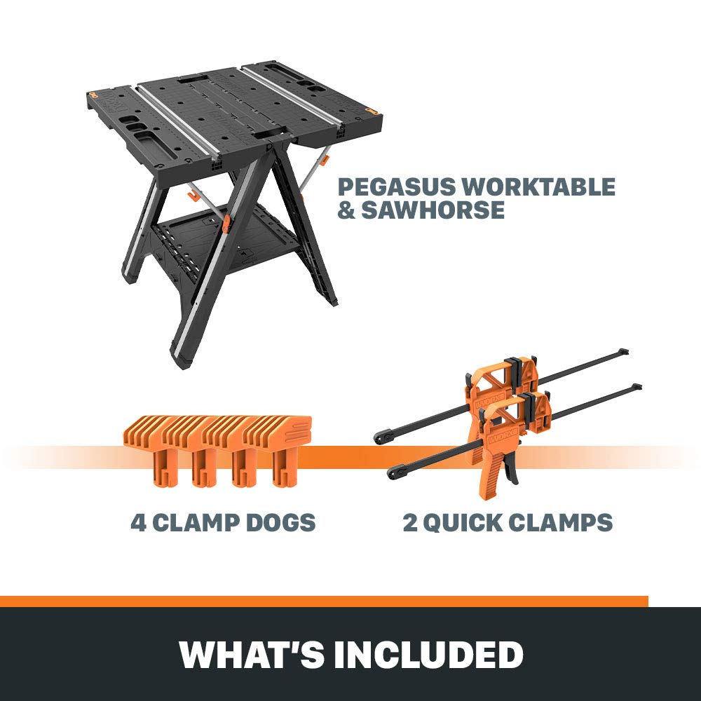 WORX Pegasus MultiFunction Work Table and Sawhorse with Quick Clamps