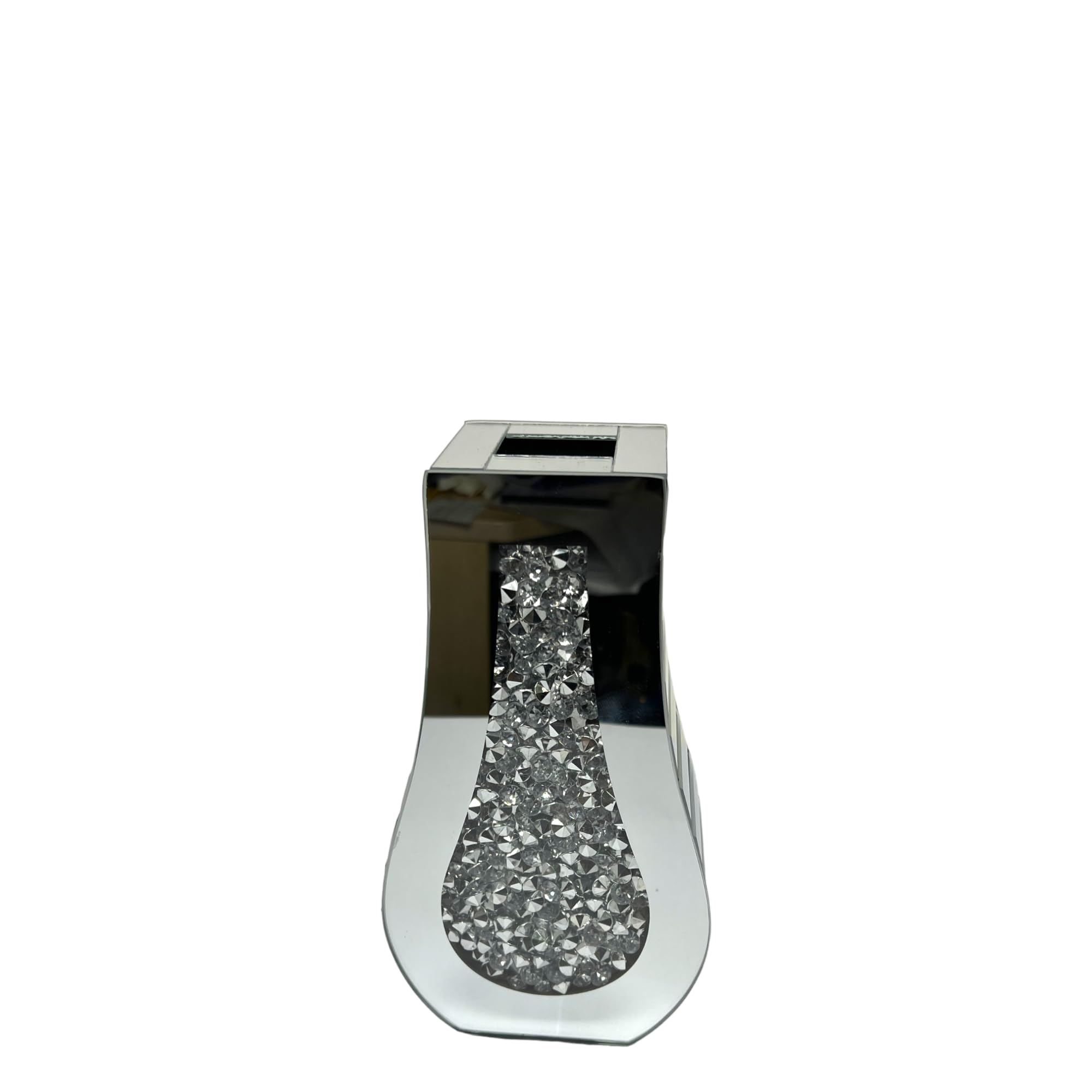 Sophisticated Silver Vase: Mirrored Elegance, Curved Design, and Glistening Glass Accents (vase 30 cm 2)