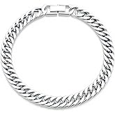 BBXBD Stainless Steel Mens Cuban Link Chain, Miami Cuban Chain Bracelets for Men, 5-8mm Wide 7.5 8 8.5Inch Hip Hop Mens Bracelets,No Tarnish，Mens Jewelry，Send Gift Box Valentine's Day