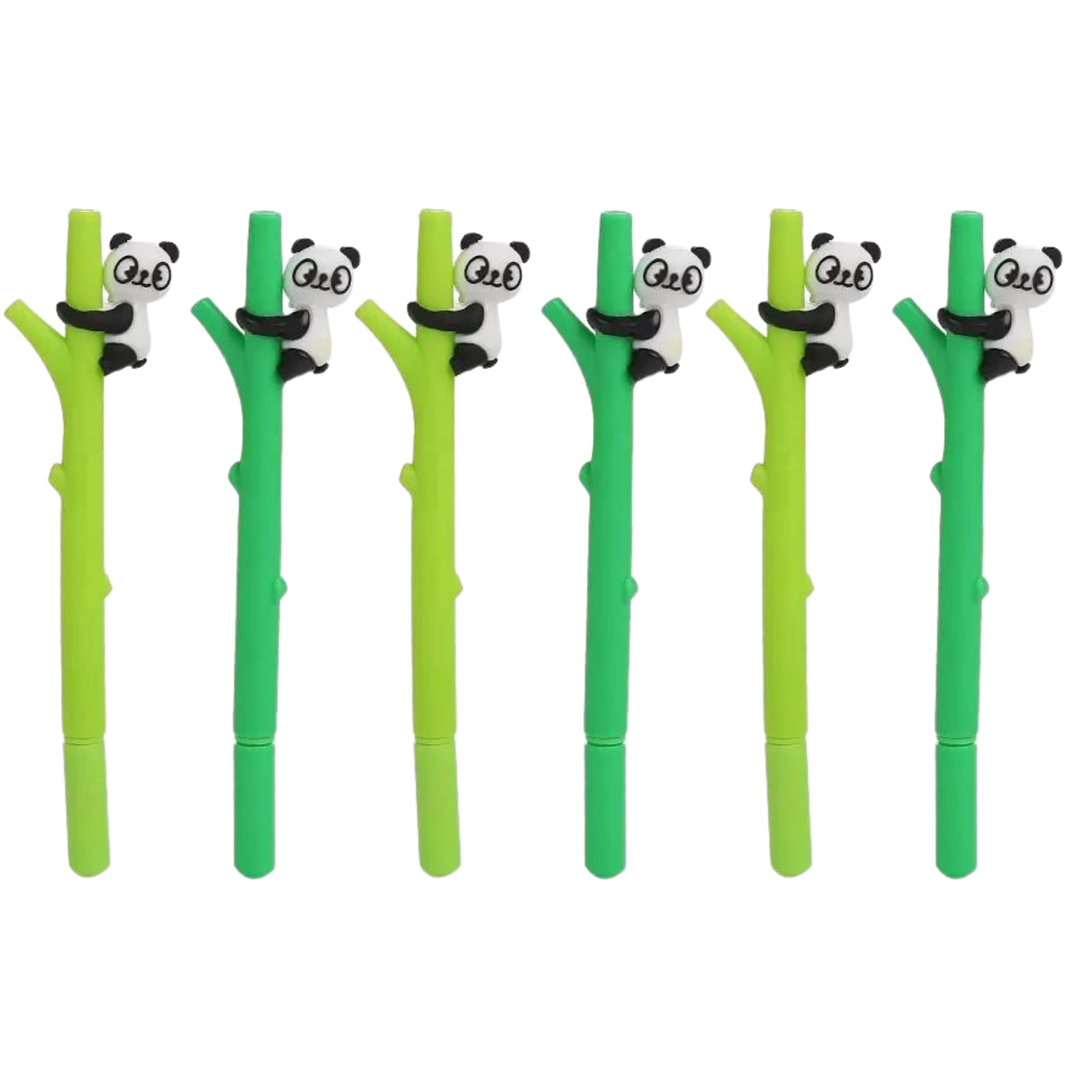Generic Panda Writing Instrument Set, 6 Black Gel Pens, Cute Monkey Design