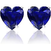 Belinda Jewelz Women's Sterling Silver Stud Earrings 5mm with Heart Shape Cubic Zirconia Gemstone Earring Solitaire Prong Jewelry Gift for Wedding Christmas Valentine's Day Party