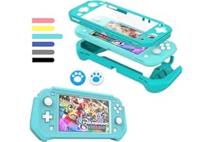 FIWWAT Protective Case for Nintendo Switch Lite, with Detachable TPU+Built-in PC Screen Protector & 2 x Thumb Grip Caps (for Nintendo Switch lite, Blue)