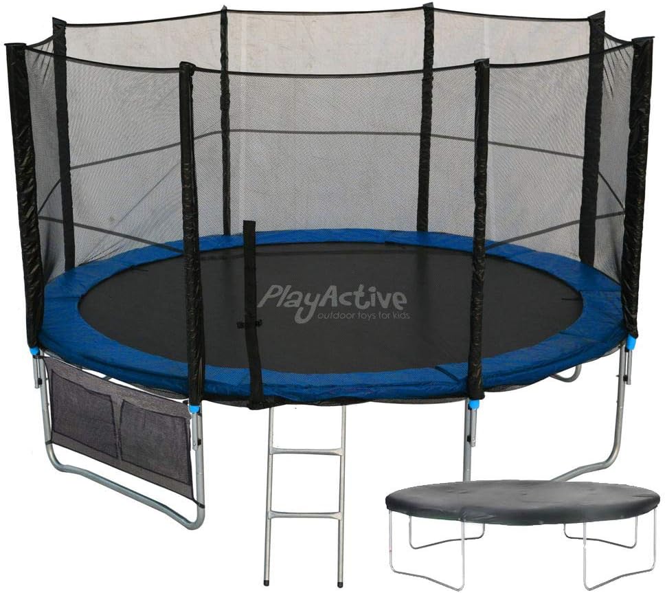 PlayActive 6FT 8FT 10FT 12FT 16FT Trampoline + Safety Net Enclosure Ladder Rain Cover