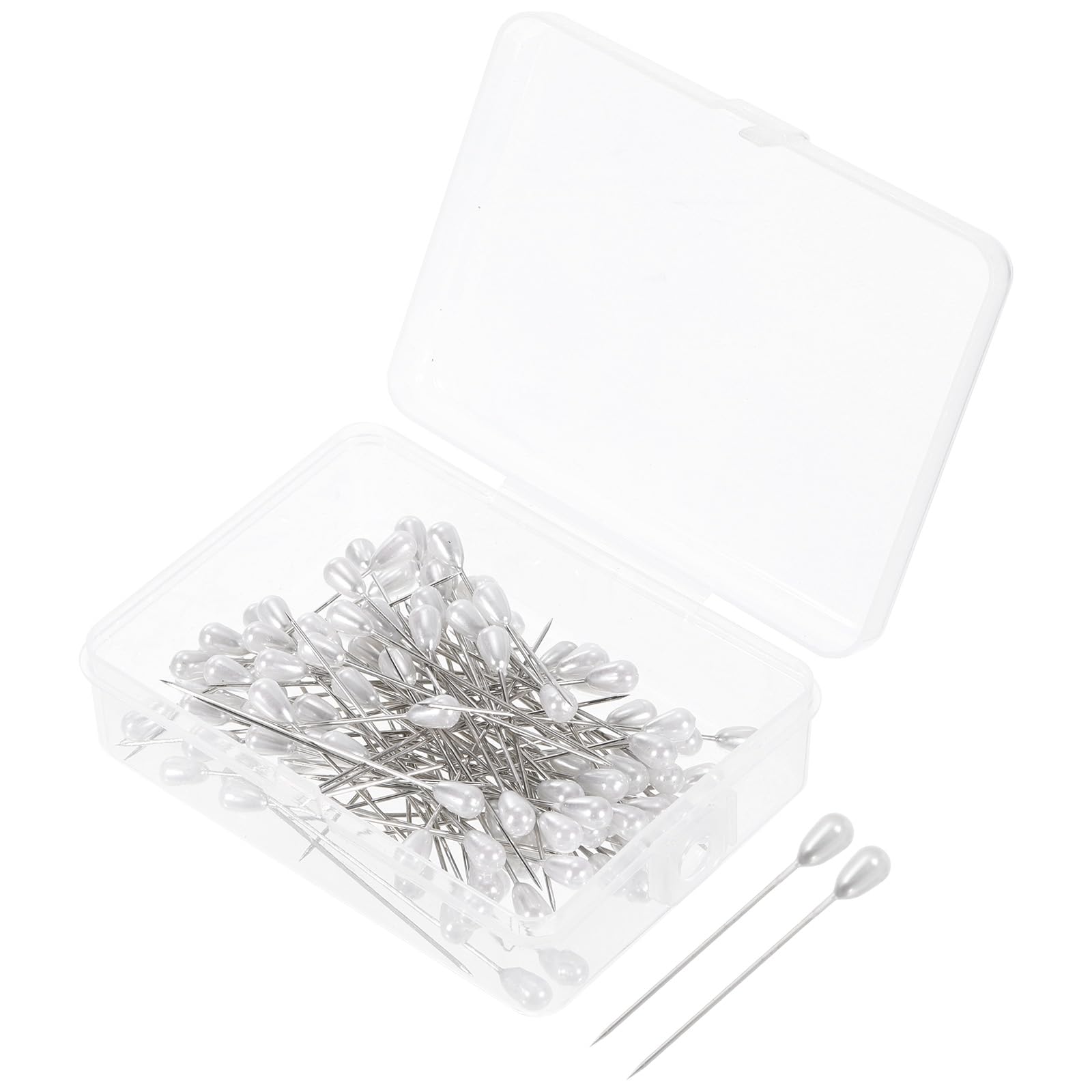 PATIKIL Teardrop Pearl Head Pins, 100 Pcs Corsage Pins 1.8" Sewing Straight Pin for Fabric, Decorative, Jewelry DIY, Sewing, White
