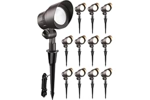 LEONLITE 12-Pack Low Voltage LED Landscape Spotlight, 3000K Warm White, 4W 12V Pathway Lights Outdoor CRI90+, Aluminum Housing Spot Lights for Garden Yard Lighting, ETL Listed, Bronze Finish