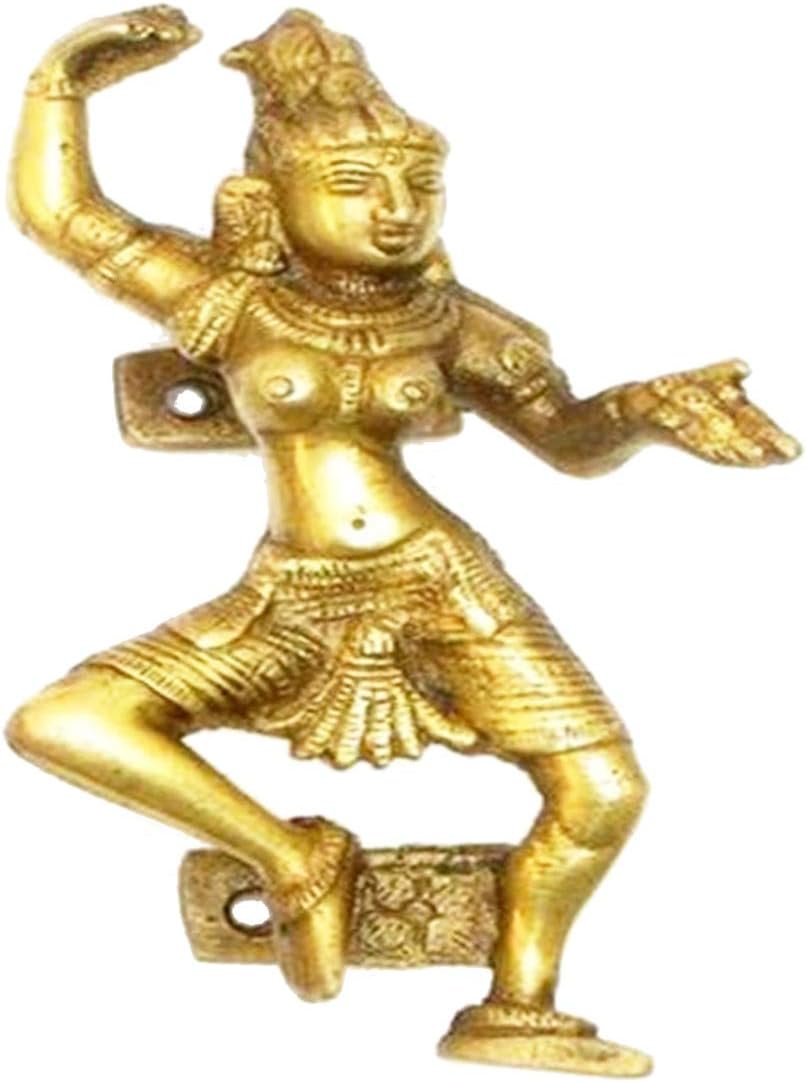 Purpledip Brass Door Handles 'Dancing Diva': Decorative Door/Window/Cupboard Handle (10822A), Golden, Standard