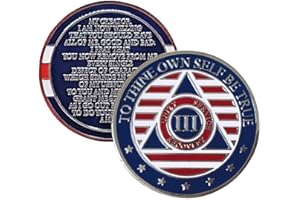 MYRECOVERYSTORE Stars and Stripes Alcoholics Anonymous Chip with 7th Step Prayer on Back Coin Capsule Included (Available in 1-50 Years)