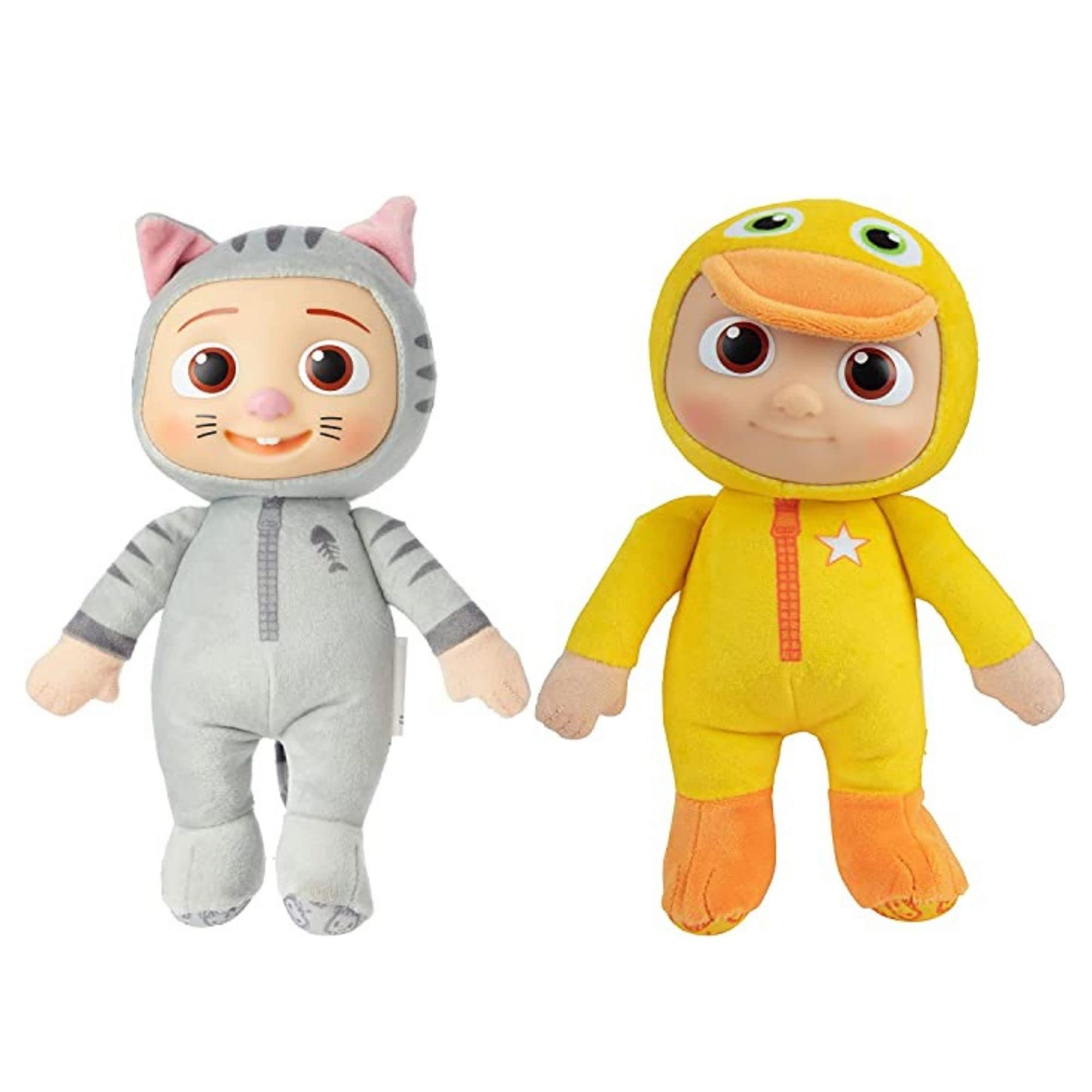 CoComelon JJ Duckie & Kitty Plush Stuffed Animal Toys, 2 Pack - 8" Plush - for Ages 18 Months and up