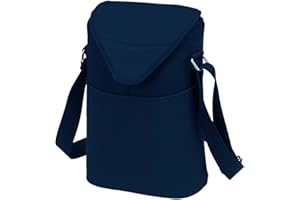 Picnic at Ascot Insulated Wine/Water Bottle Tote with Shoulder Strap - Navy
