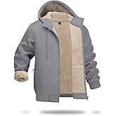 Boladeci Men's Sherpa Lined Hoodie Jacket Winter Warm Heavy Weight Zip Up Hooded Sweatshirt Thick Fleece Coats