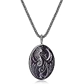 COAI Women's Men's Black Obsidian Necklace Dragon Necklace for Men Women