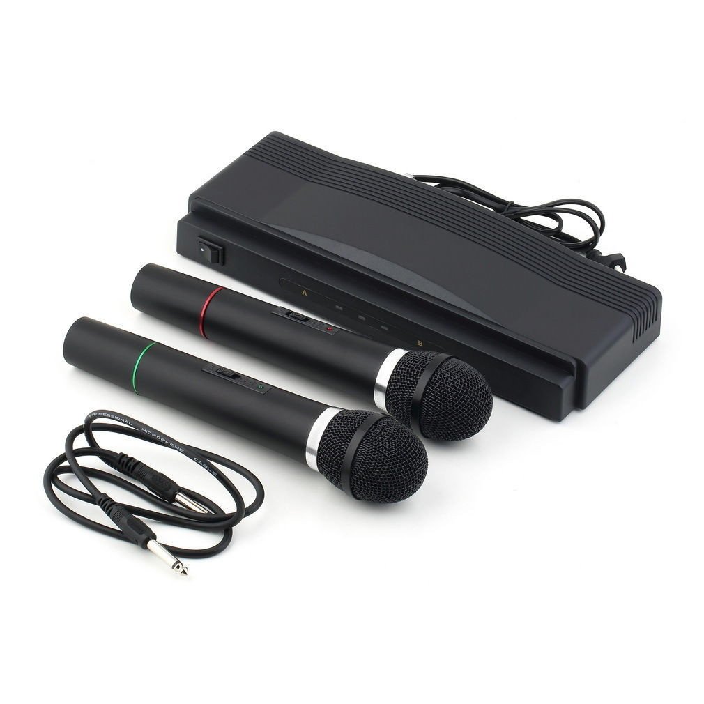 tempo di saldi Set of 2 Wireless Microphones with Wireless Receiver, Professional, Karaoke
