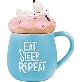 Snoopy Mug with Lid | 50 cl / 500 ml / 16.9 oz - 14.3 x 10.7 x 16.7 cm | Coffee Mug | Tea Mug | Cool Gifts | Snoopy Gifts