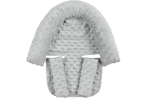 HNHUAMING Baby Head Support and Strap Covers, Infant Car Seat Insert Cushion, Ultra Soft Head and Neck Cushion for Car Seat, Baby Car Seat Cushion (Gray)