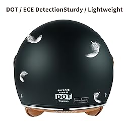 Pretoee Open Face Motorcycle Helmet, 3/4 Retro