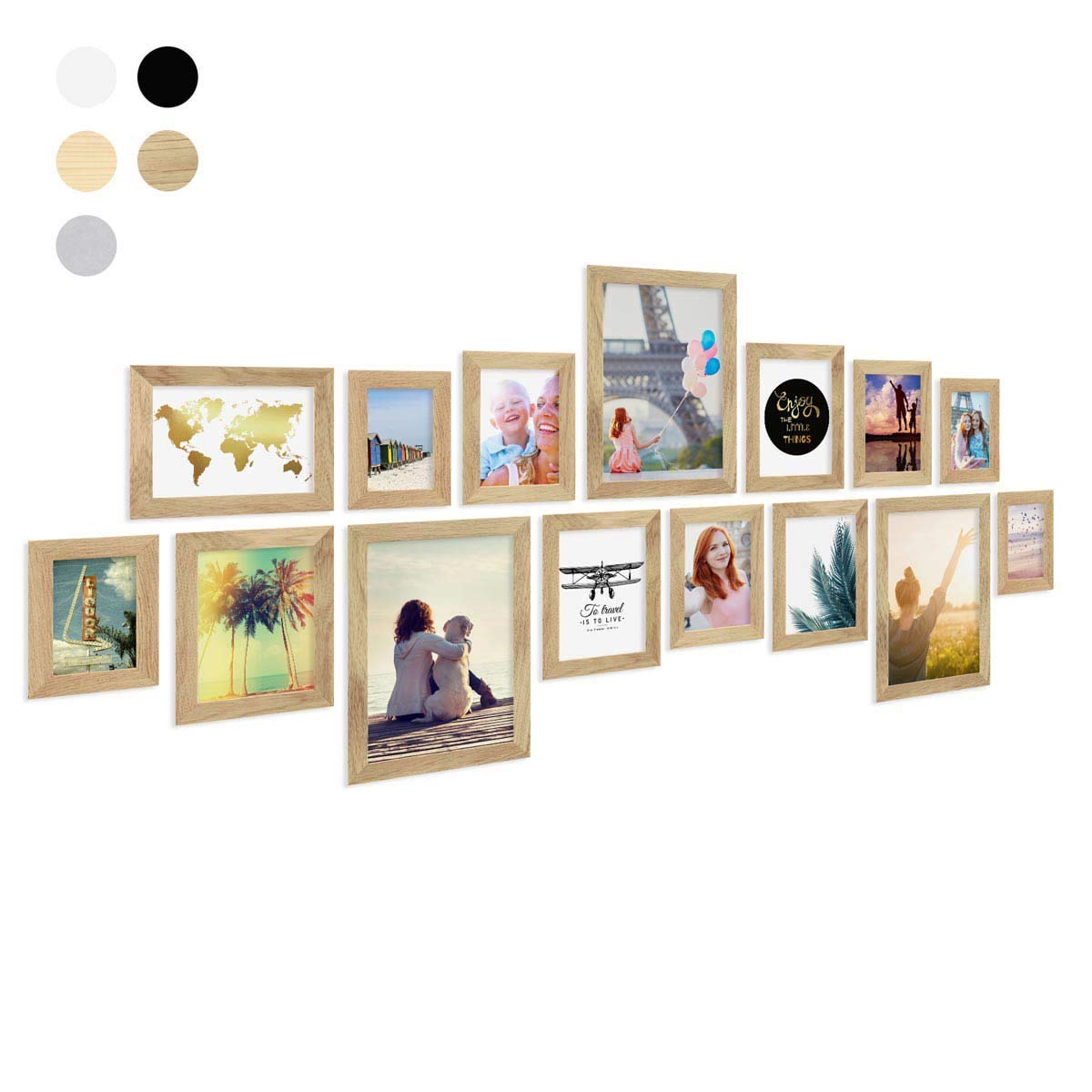 Buy Set of 15 Picture Frames Modern Oak Colour Basic Collection made