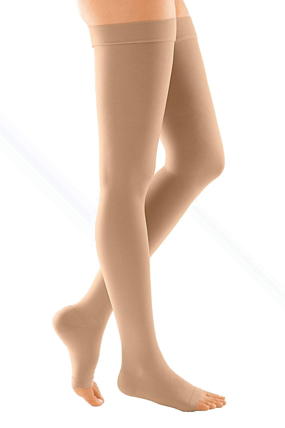 medi Duomed Soft (BS CCL 1) Compression Stockings Thigh Length with Silicone topband Open Toe Beige Large