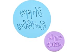 Crethinkaty Happy Birthday Fondant Embosser 3D Design Cookie Stamp for Baking Cookies,Decorating Cake/Sugar Paste/Cupcake