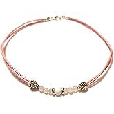 12 Inch Rose Quartz White Howlite Pink Deerskin Leather Ankle Bracelet Swim Tolerant Jewelry Gift Boxed Plus Size
