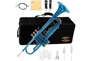 Glory Bb Trumpet - Trumpets for Beginner or Advanced Student with Case, pair of gloves-blue